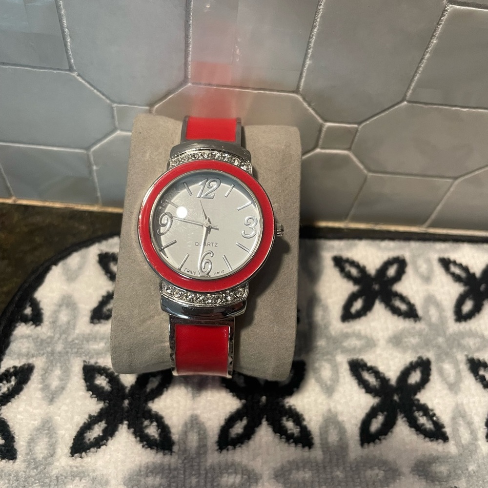 Red Bejeweled watch